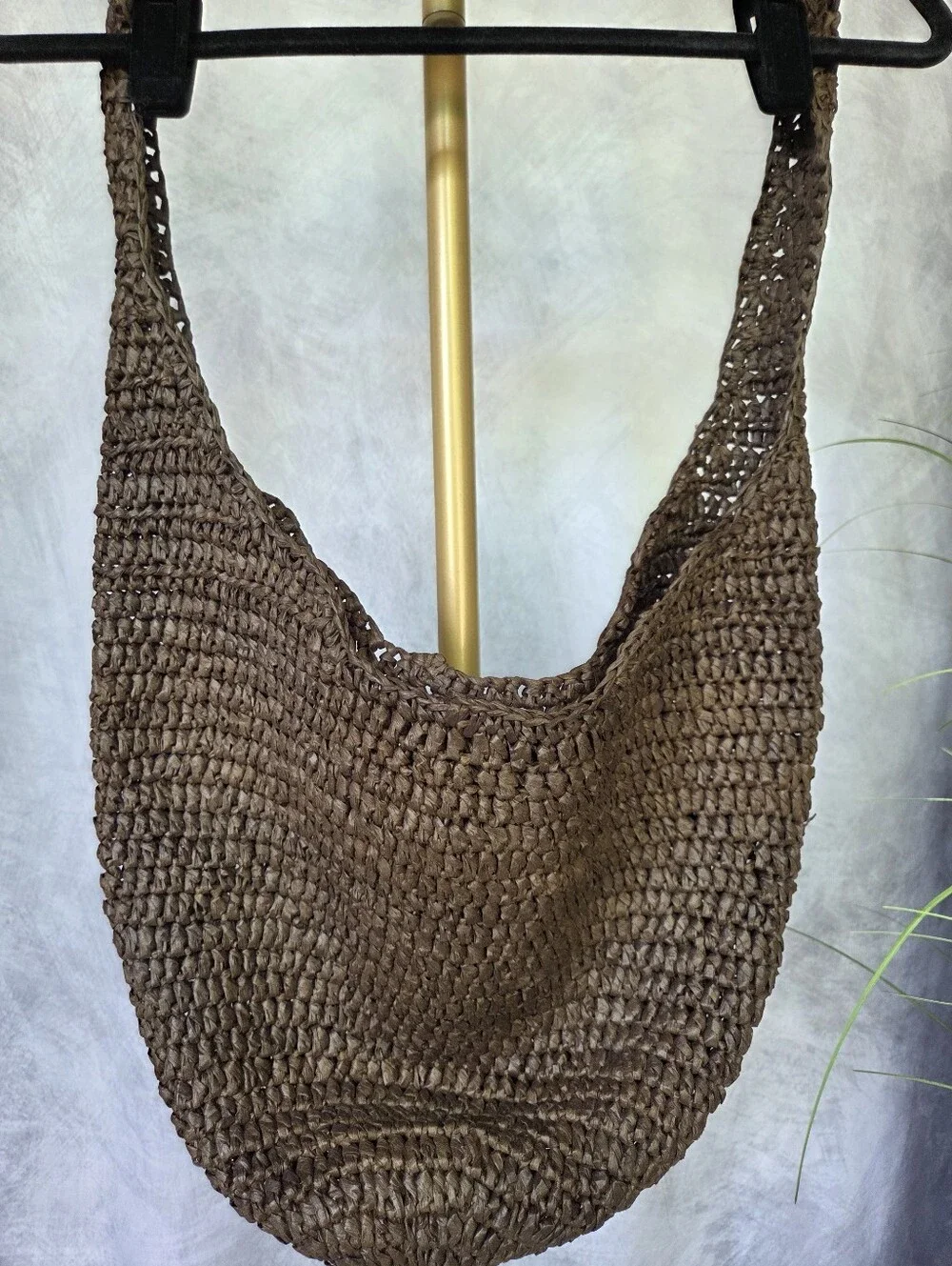 J.Jill Brown Slouch Crocheted Hobo RN 97641 - Like New